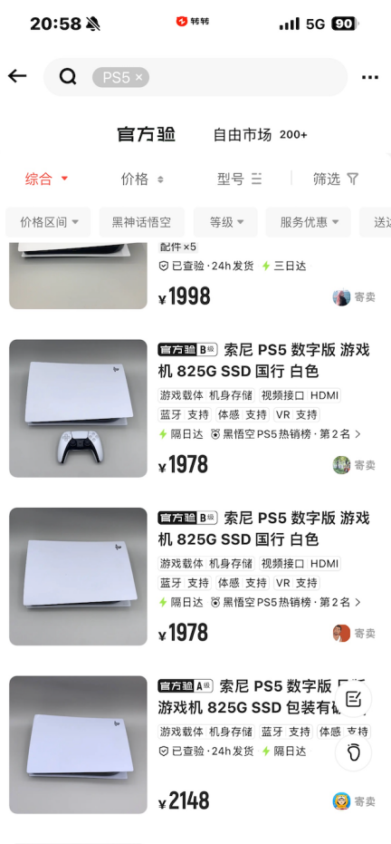 《黑神话:悟空》“带货”能力强 二手PS5等游戏设备销量暴涨丨封面有数