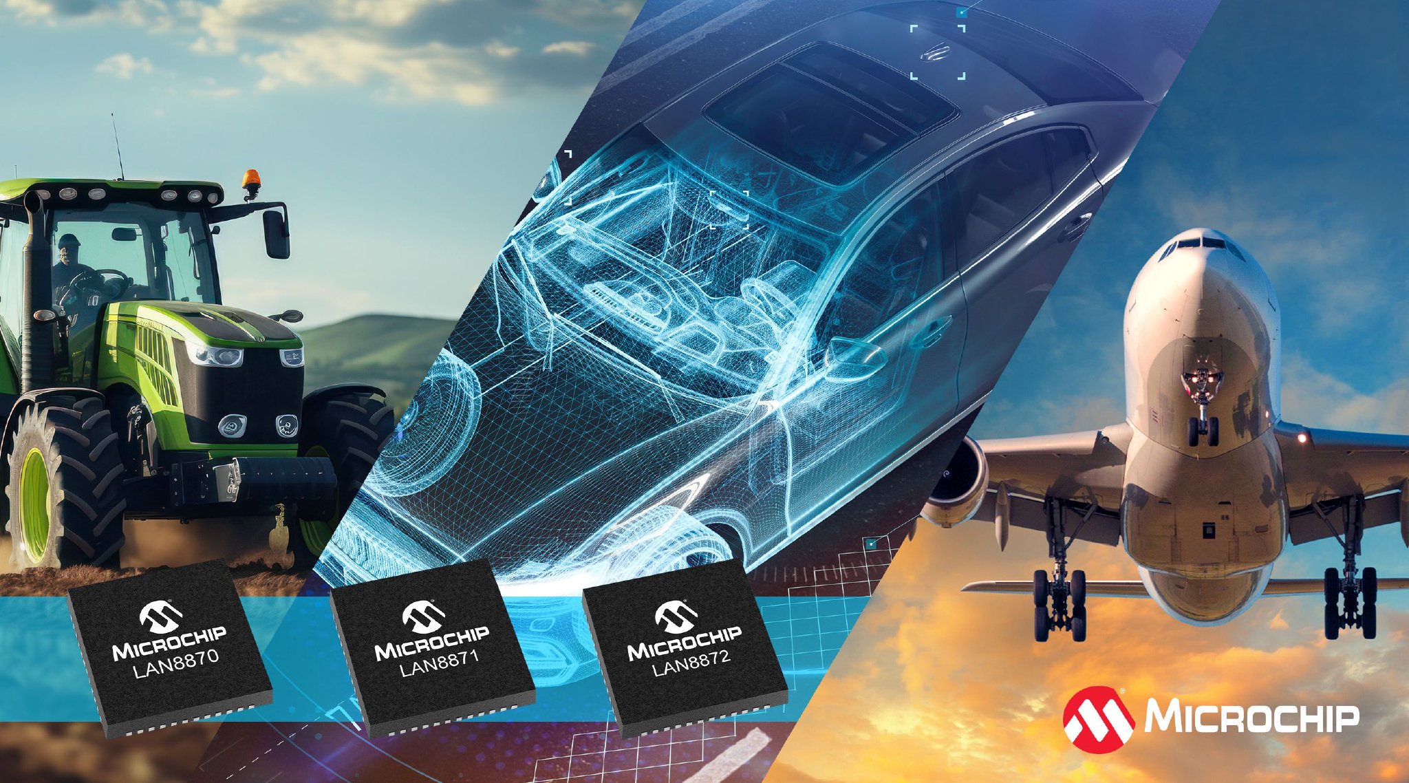 Microchip推出100BASE-T1和1000BASE-T1 PHY收发器