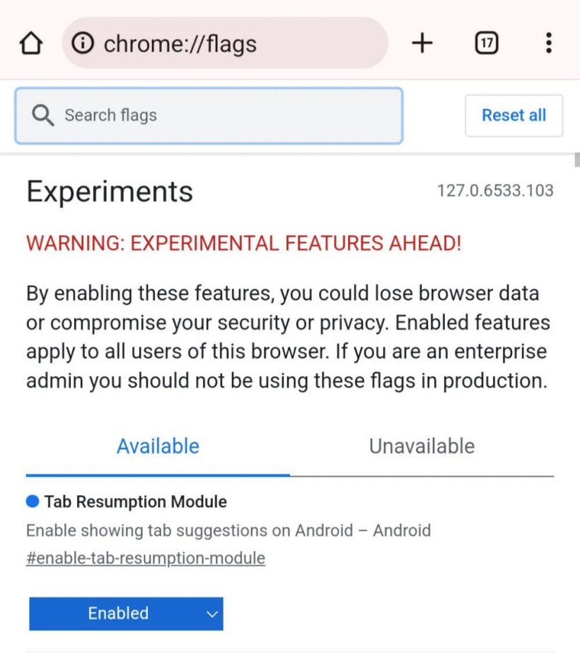 安卓版谷歌 Chrome 128 浏览器新特性:批量导入旧手机上的标签页
