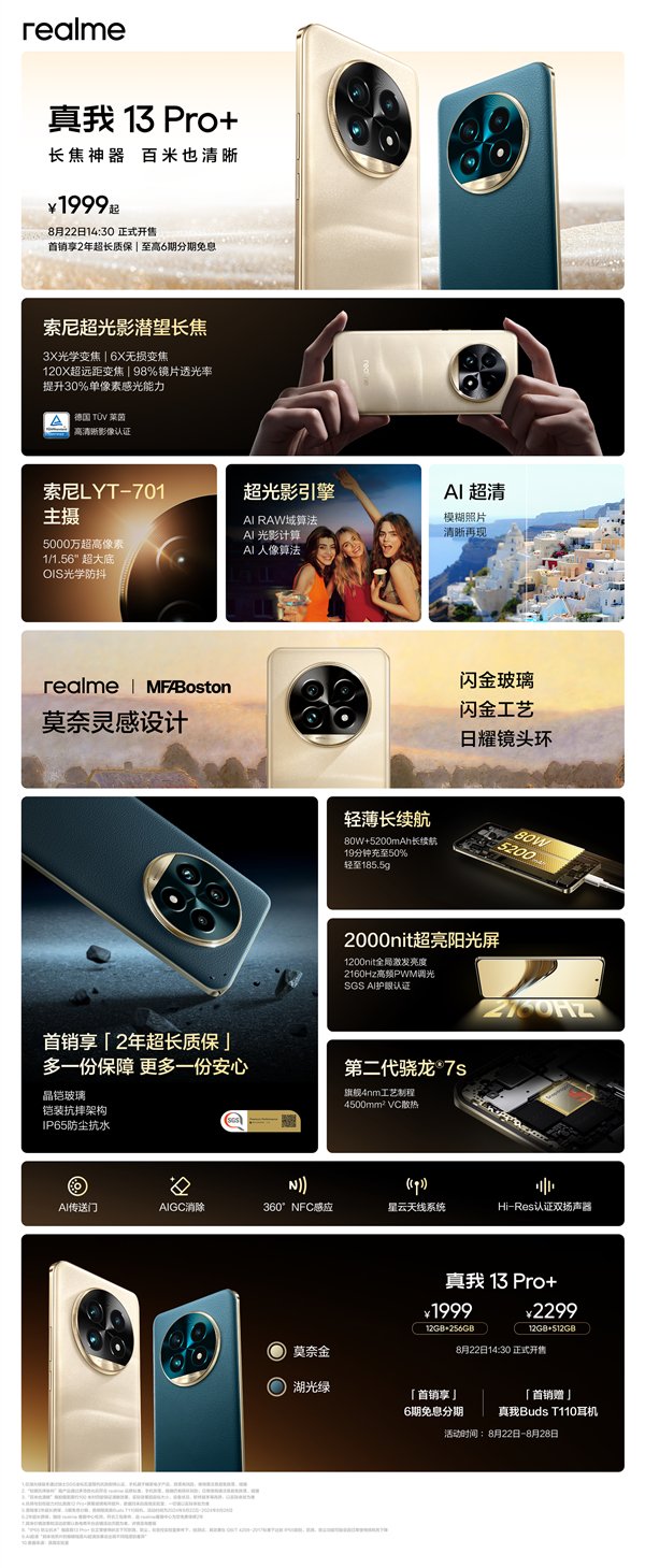 1999元起 一图读懂真我13 Pro+:颠覆中端的拍照神器