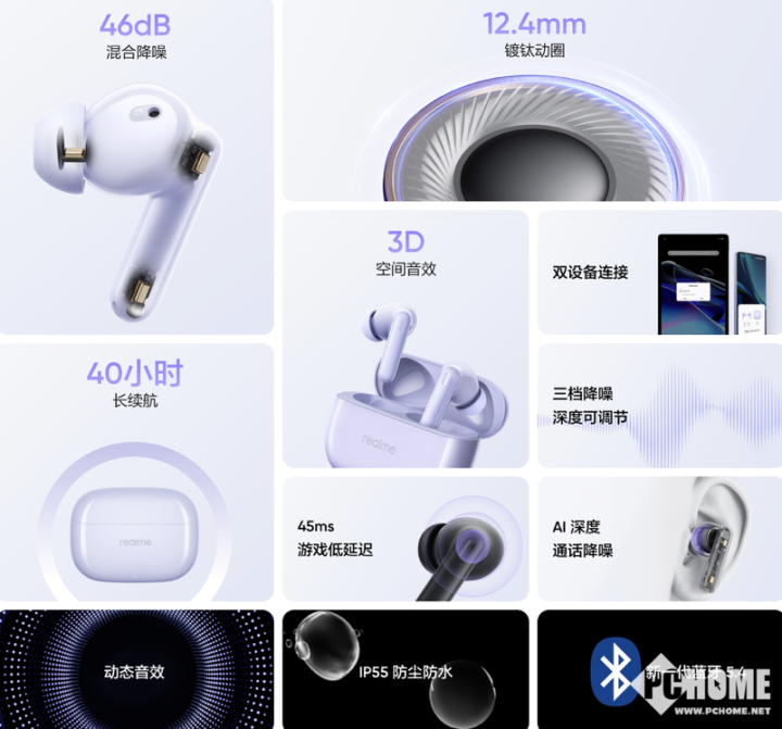 真我Buds T310耳机发布,46dB深度降噪售价199元