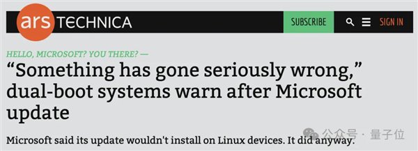 微软闯祸Linux躺枪:更新之后 Linux打不开了