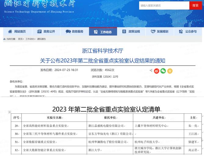 东方华灿光电获批全省第三代半导体材料与器件重点实验室