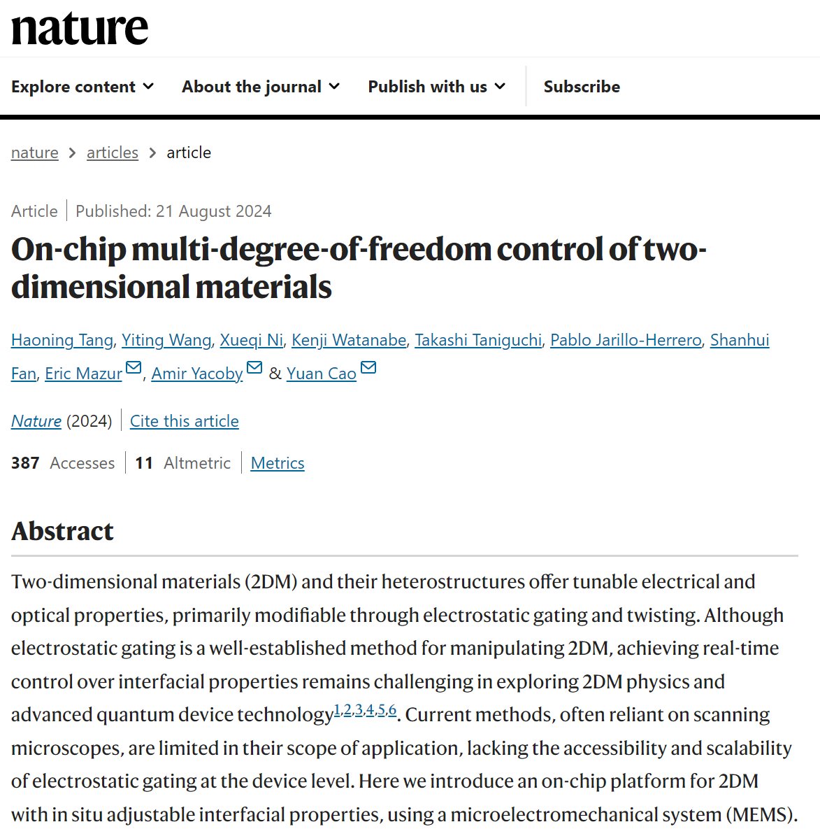 天才少年曹原发第9篇Nature,被称石墨烯驾驭者