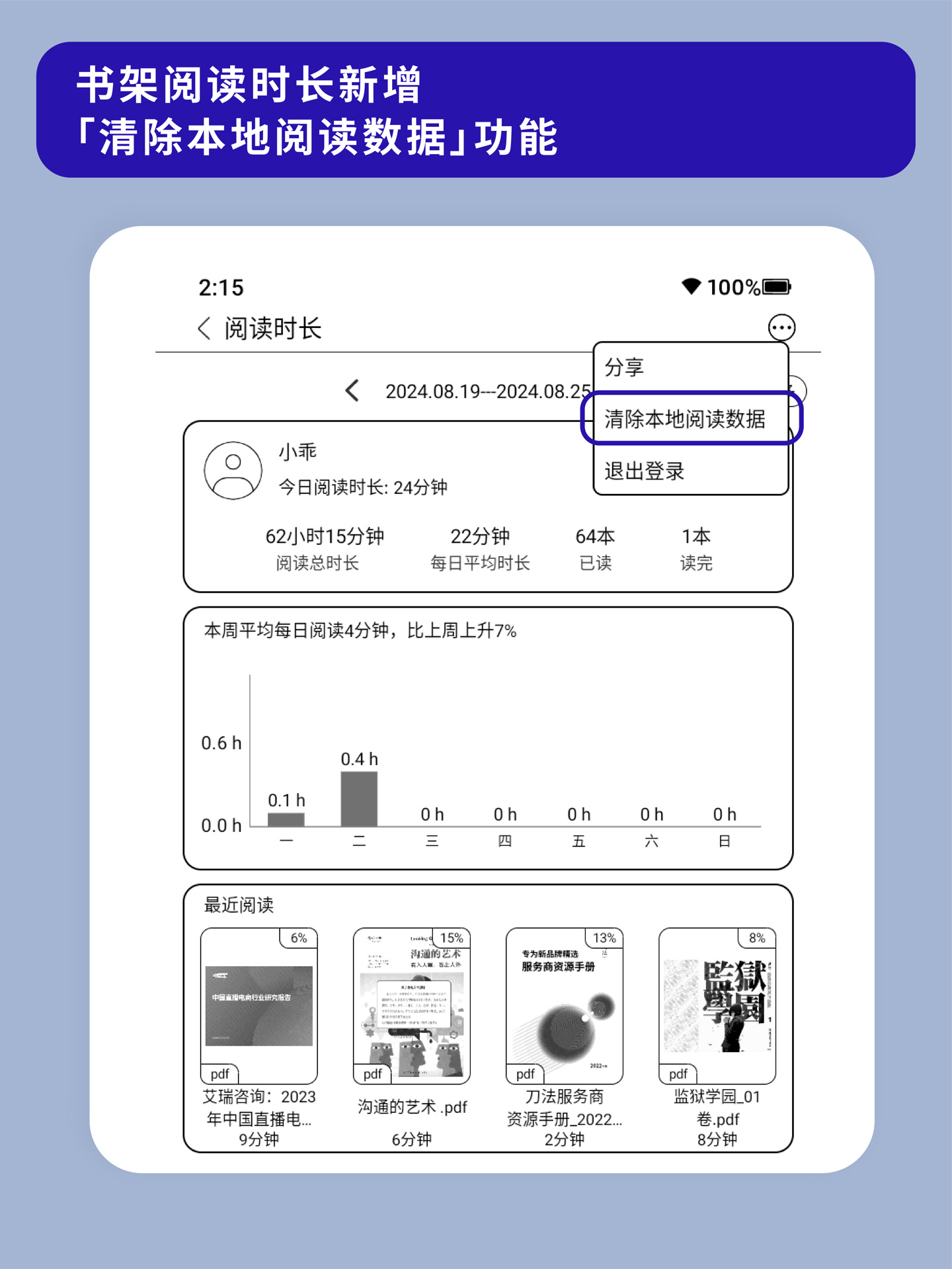汉王 Clear 6 电纸书标准版获推 1.00.55 固件升级：新增 AI 智能推荐、清楚本地阅读数据等功能