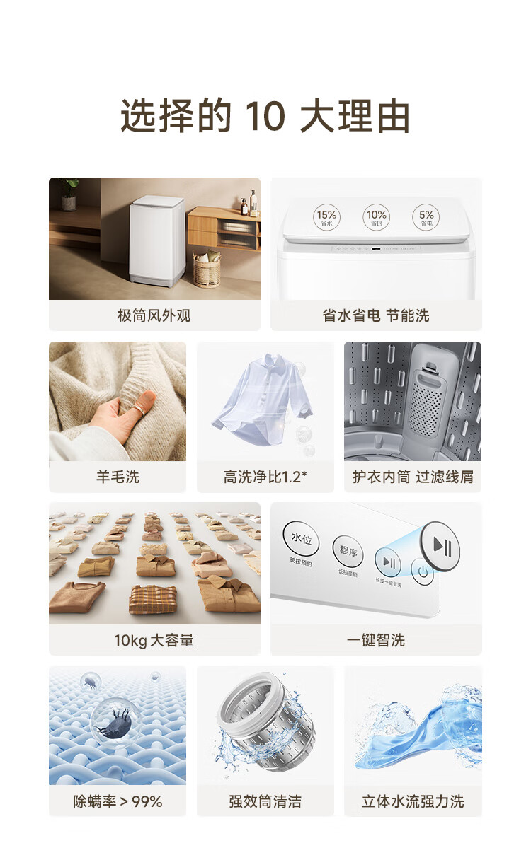 小米米家洗衣机超净洗波轮 10kg 开售:洗净比 1.2、24 小时智能预约,首发 899 元