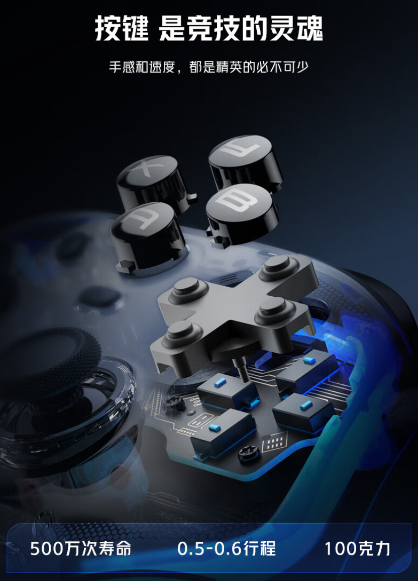 红魔幻刃游戏手柄开启预约:无线 1000Hz 回报率、双切板机,首发 299 元