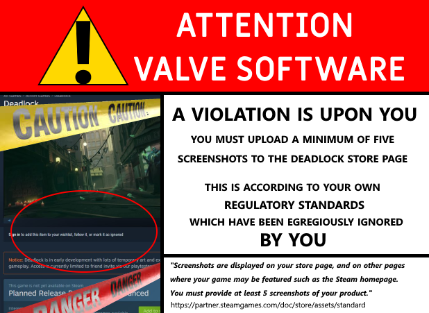 Valve 新游《Deadlock》Steam 商店页面遭质疑,被指违反自身规定