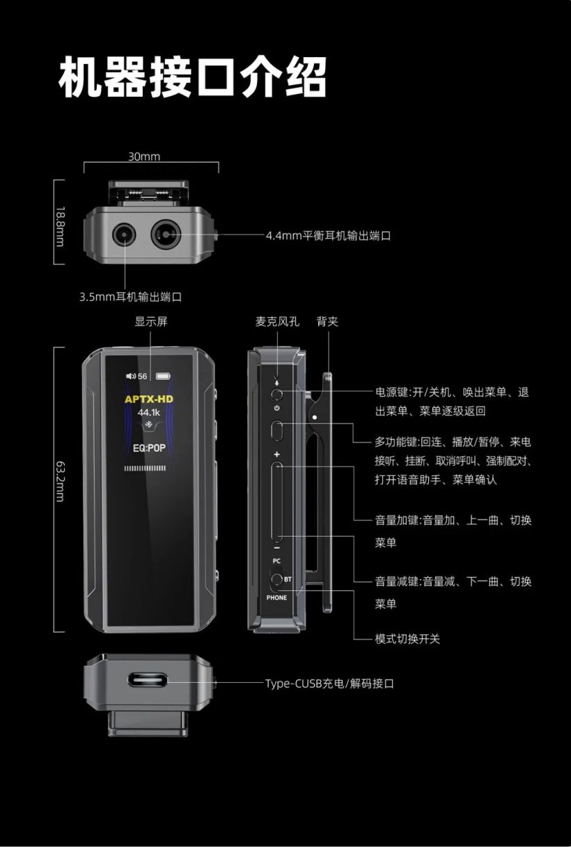 飞傲 BTR13 便携解码耳放发布:三挡模式切换、220mW 推力,399 元