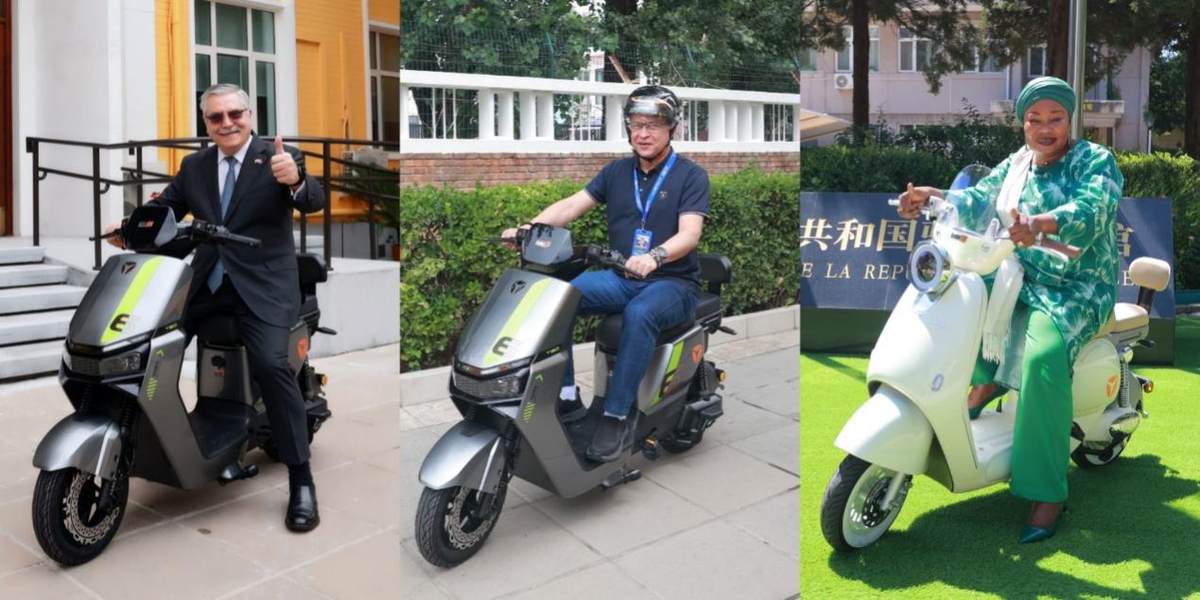 　　（委内瑞拉大使、公使和几内亚共和国驻华大使骑雅迪自在出行）