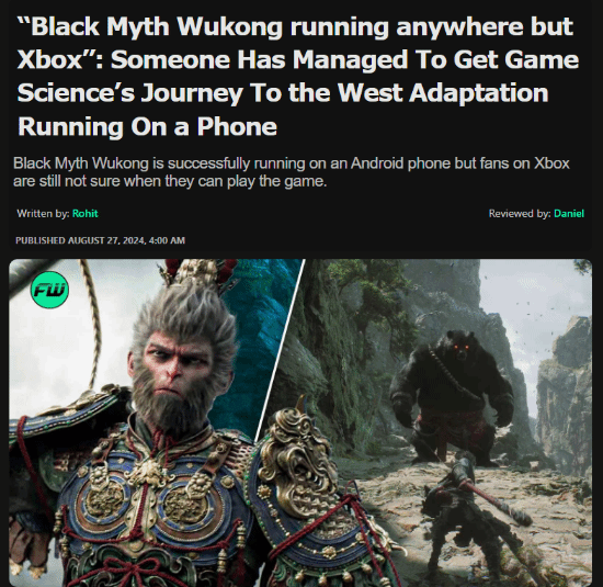 外媒报道手机游玩黑神话 玩家吐槽除了Xbox哪都能玩