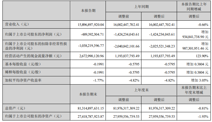天马 2024 上半年营收 158.97 亿元同比降低 0.66%,净亏损 4.89 亿元