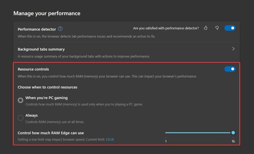 微软 Edge 浏览器调整“内存限制器”：滑块变下拉菜单，预设 5 种选项
