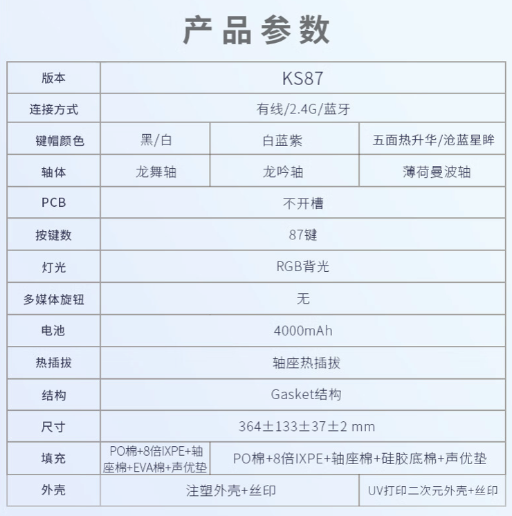 红龙 KS87 三模机械键盘开售:Gasket 结构、4000 毫安时电池,148 元
