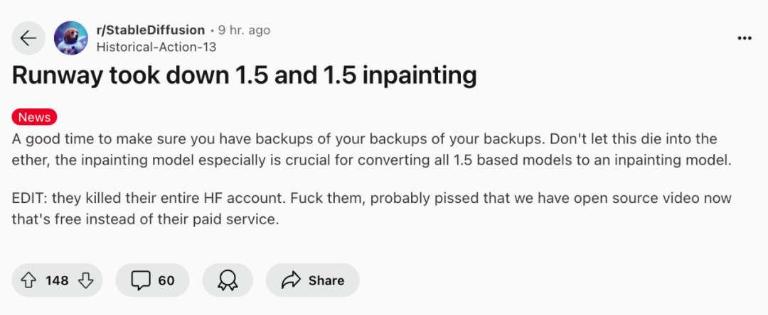 Runway突然删除HuggingFace库!网友:真跑(Run)路(Way)了