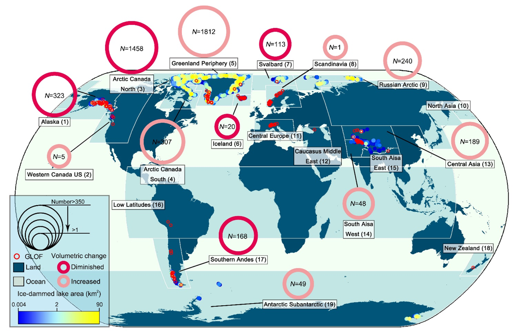 30年间全球冰湖扩张滞留的冰川融水