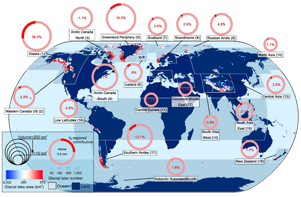 30年间全球冰湖扩张滞留的冰川融水