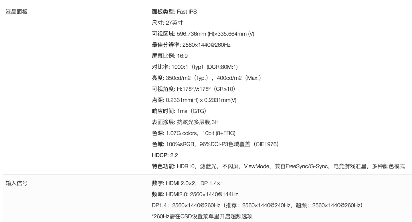 优派推出“VX2766-2K-PRO-9”27 英寸显示器：2K 260Hz、俯仰支架，1994 元