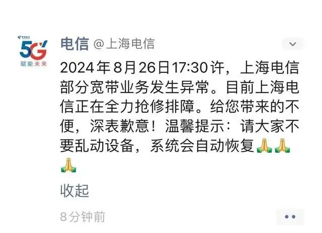来源:中国电信、@上海电信、网友评论、看看新闻