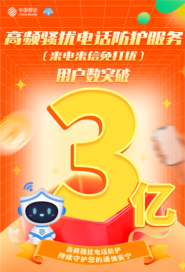 中国移动高频防护用户破3亿:屏蔽骚扰电话神器!
