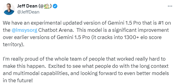 新王登基,gemini 1.5 pro再度更新,超越gpt 4o和claude 3.5