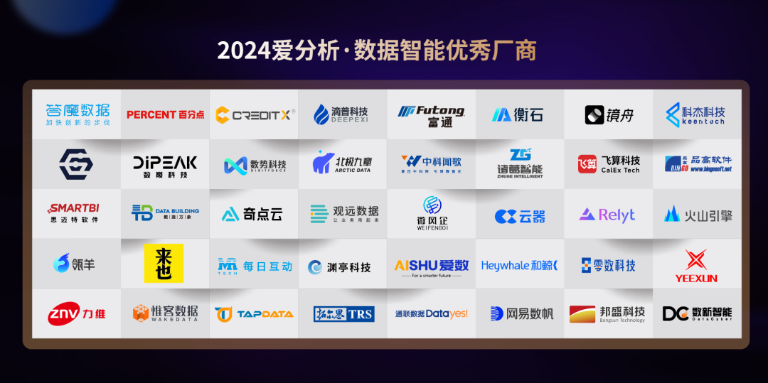 图:「2024 爱分析·数据智能优秀厂商」完整榜单