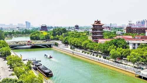 近日航拍的大运河沧州中心城区段。 本报通讯员 杨 洋摄