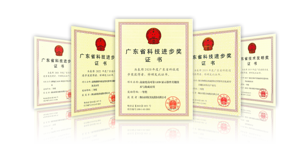 ▲国星光电多次荣获广东省科学技术奖