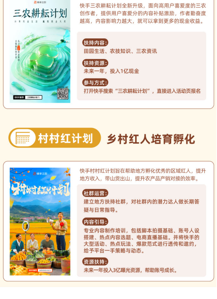 ▲全新升级的两大三农创作者计划