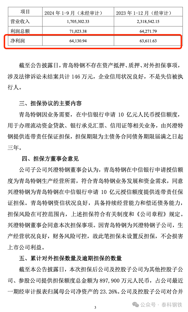 来源:中信特钢公告,泰科钢铁整理编辑