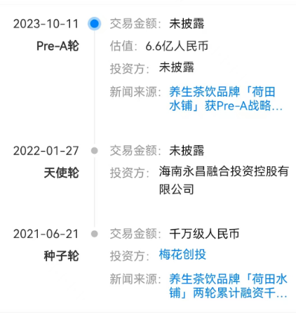 荷田水铺融资情况 图片来源:天眼查截图