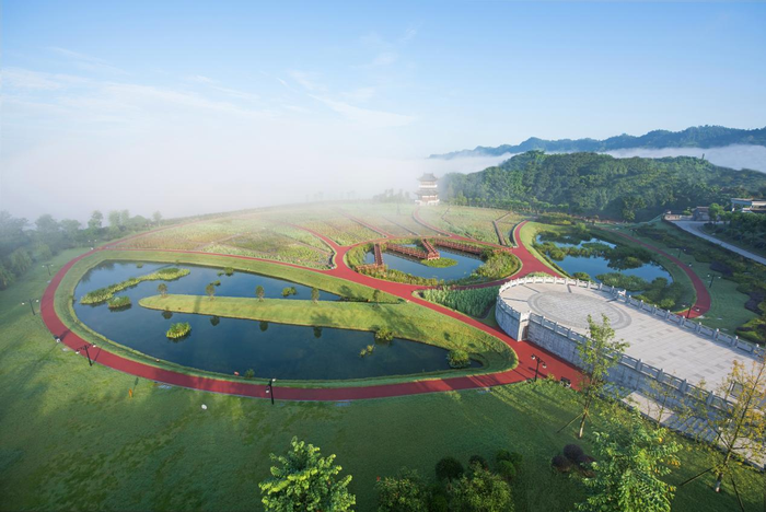 图为五粮液环保生态湿地