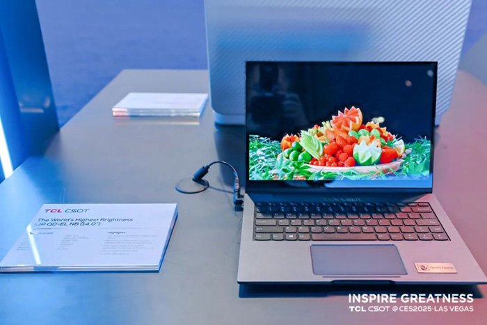 全球最高亮度印刷QD-EL笔电屏(14" )