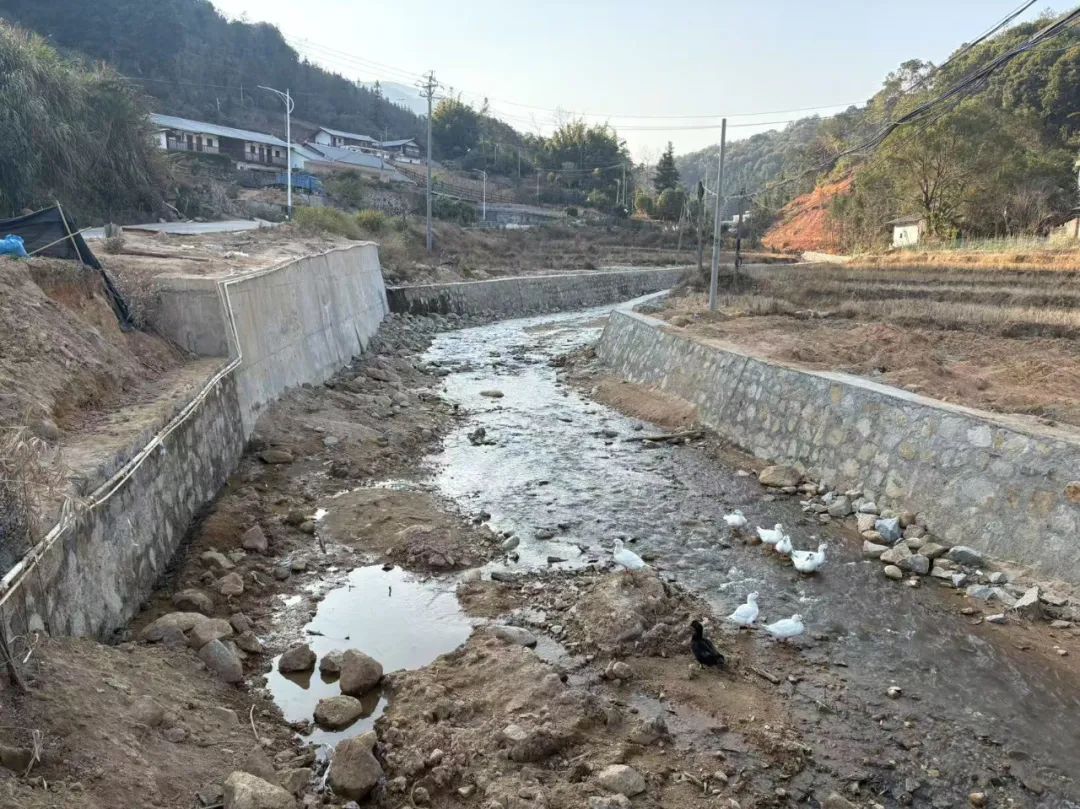 泗水镇木联河梅畲村至大新村的护岸修复工程现场。(叶嘉瑶 摄)