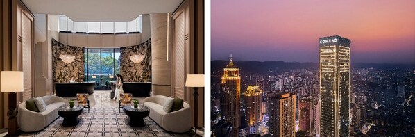 图左:上海城中希尔顿酒店、图右:重庆康莱德酒店