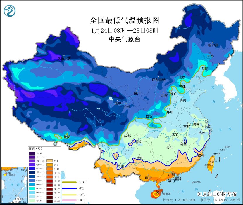 图2 全国最低气温预报图(