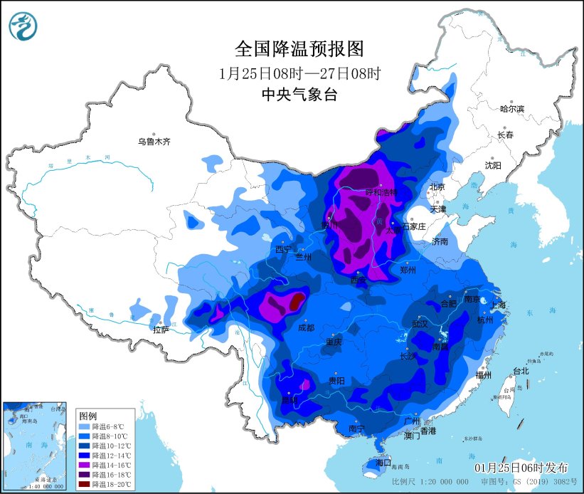 图3 全国降温预报图(