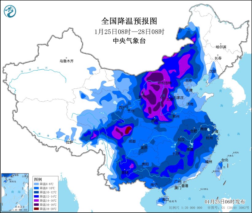 图1 全国降温预报图(