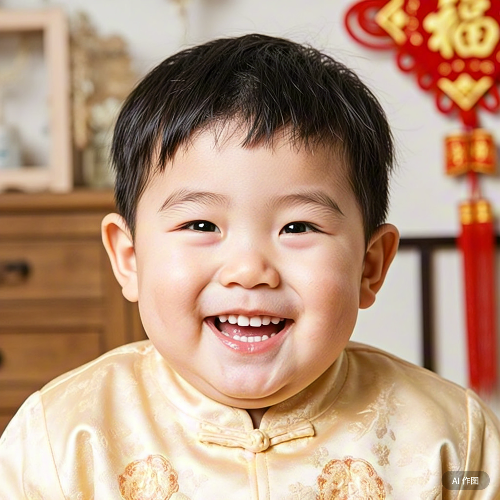 (Prompt:生成一张虎头虎脑的大胖小子的图片。)
