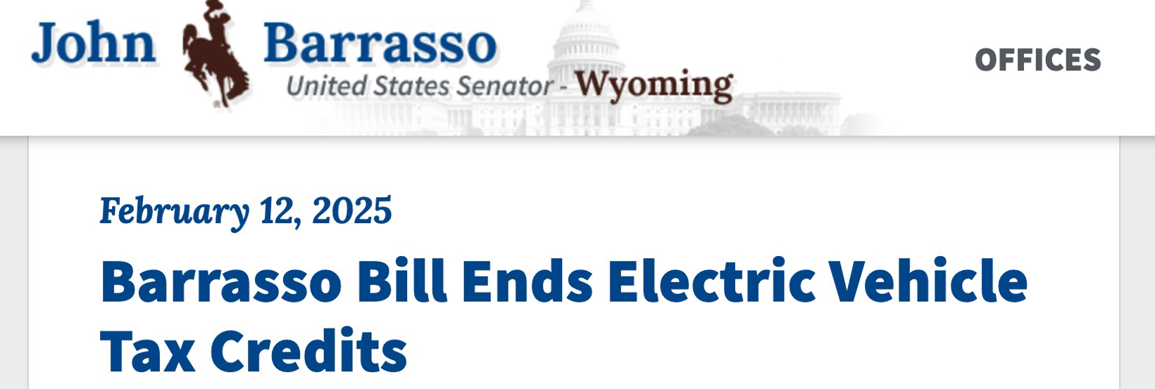图片来源:John Barrasso官方网站