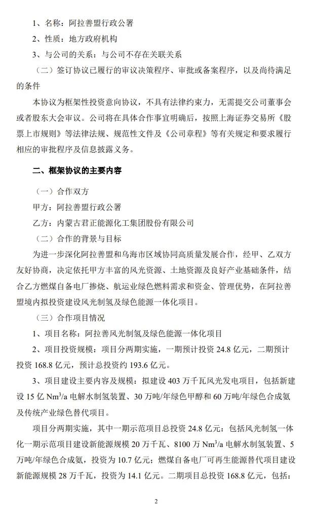 来源:君正集团