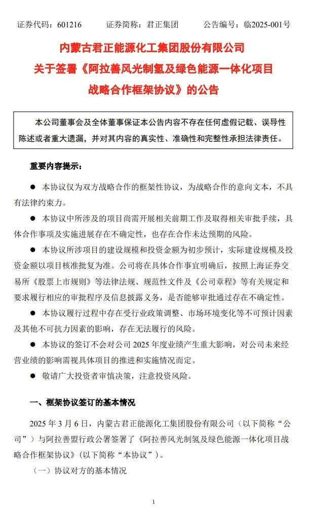 来源:君正集团