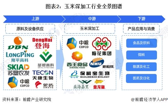 玉米深加工产业产业链区域热力地图：企业主要集中在华东地区