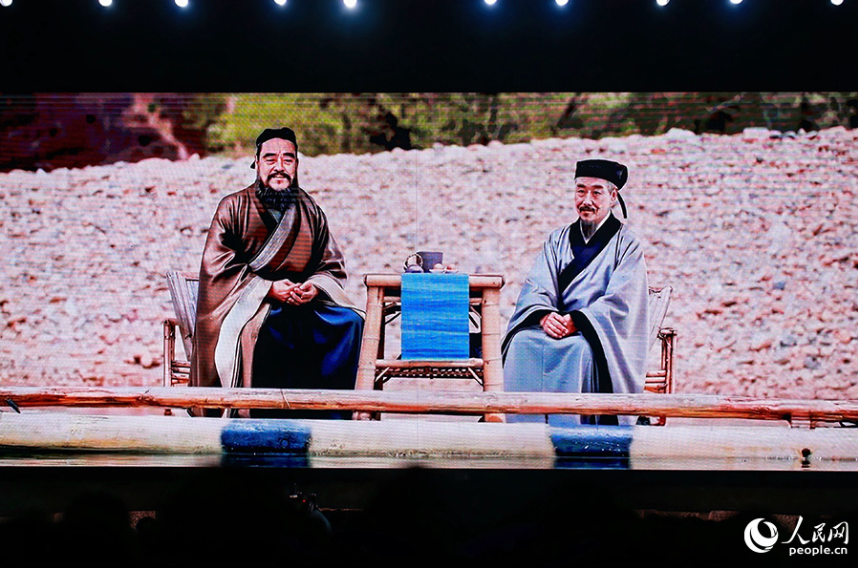 借助AI技術,朱子與孔子同乘竹筏漂流。人民網 李唯一攝
