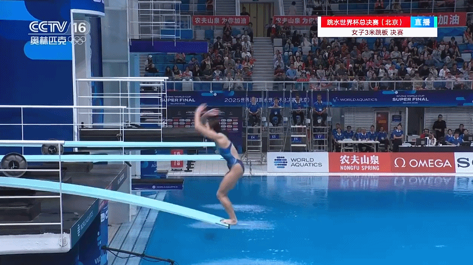 第8金!跳水世界杯总决赛女子3米板决赛,中国选手陈佳夺冠