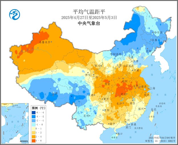 圖1 全國平均氣溫距平