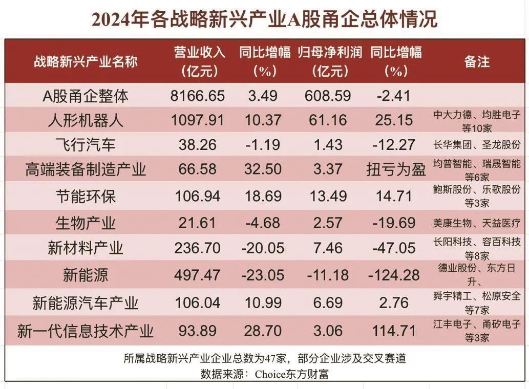 　　2024年各战略新兴产业A股甬企总体情况