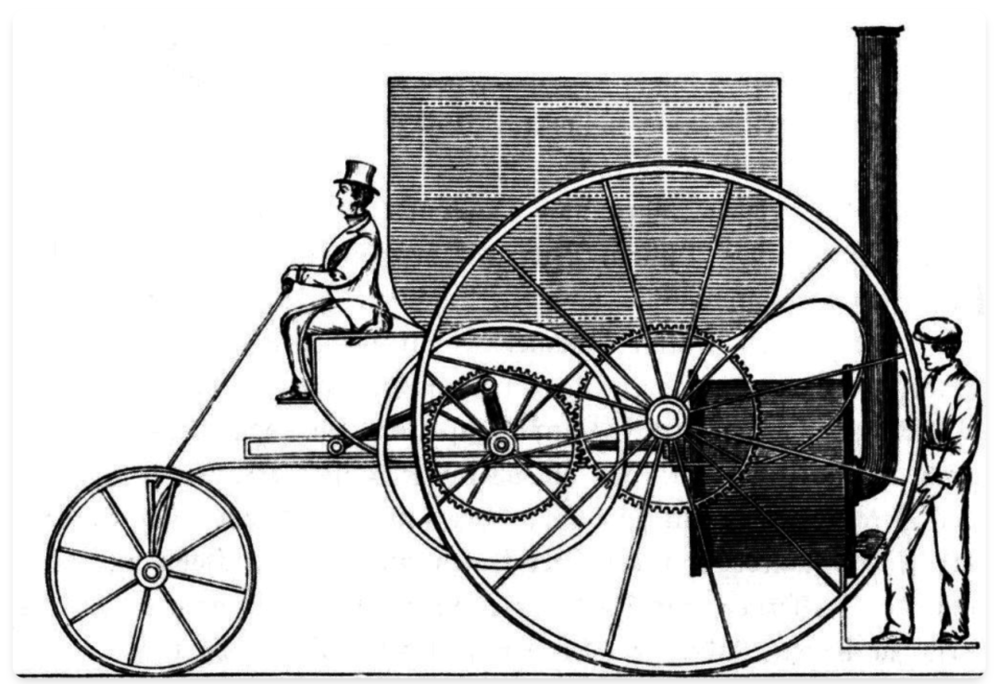 ▲特雷維西克 1803 年的倫敦蒸汽馬車