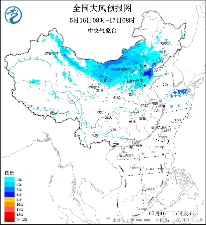 圖2 全國(guó)大風(fēng)預(yù)報(bào)圖