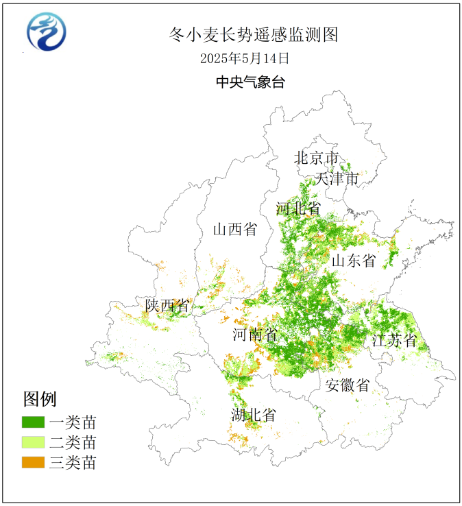 图 1冬小麦主产省苗情遥感监测